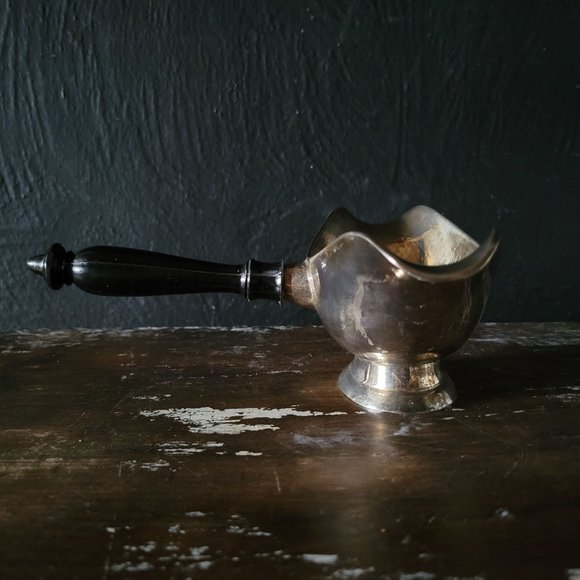 Vintage 2 Sided Gravy Boat Sauce Boat Pourer with Wood Handle - Picture 4 of 7